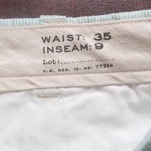 J Crew Linen Shorts Men’s 35 Green White Striped 9” Inseam Casual Lightweight - Picture 6 of 7